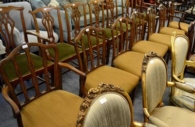 Lot 1207 - A set of seven mahogany framed Chippendale style dining chairs (5+2)