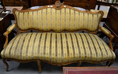 Lot 1223 - A French walnut framed three seater settee (a.f.)