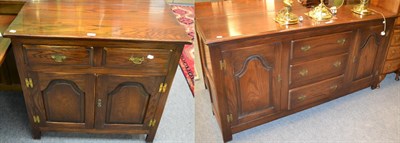 Lot 1251 - A Bevan Funnell Reprodux oak side cabinet, together with a similar sideboard and drawer leaf dining