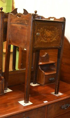 Lot 1253 - A George III mahogany pot cupboard, with later inlaid marquetry