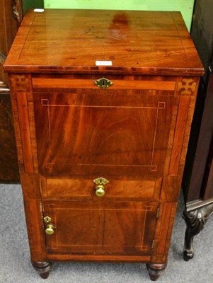 Lot 1257 - A 19th century mahogany cellarette with hinged top and fitted interior, above a single drawer and a