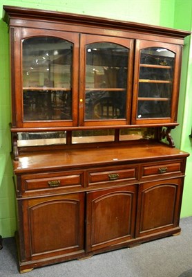 Lot 1262 - A late Victorian Moore &amp; Hunton walnut dresser with glazed upper section