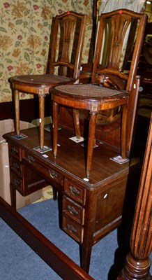 Lot 1288 - A late 19th century French walnut dressing table with oval bevel glass mirror and a pair of...