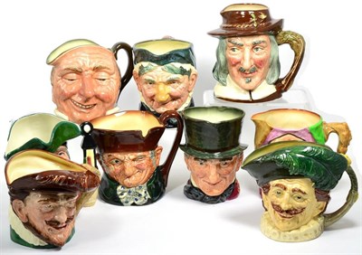 Lot 10 - Nine Royal Doulton character jugs ";Izoak Walton";, ";Smuggler";, ";John Peel"; etc