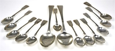 Lot 58 - Two set of six Victorian silver fiddle pattern teaspoons; and a pair of George III silver Old...