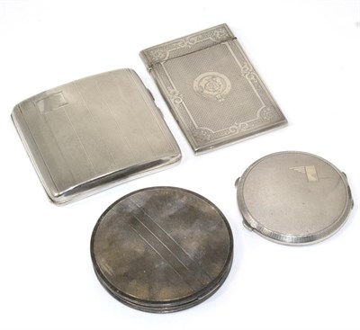 Lot 86 - A Victorian silver card case, no maker's mark, Birmingham 1876, with engrved decoration; two...
