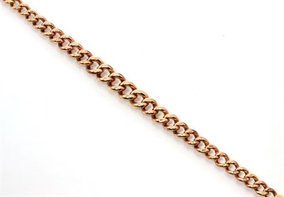 Lot 100 - A tapering curb link bracelet, converted from an albert, with clip fastening, length 22.5cm,...