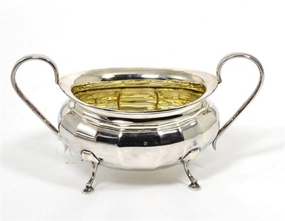 Lot 122 - A Georgian style twin handled sucrier, Viners, Sheffield, 1930, 19cm wide over handles, 8.6ozt