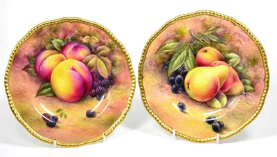 Lot 129 - Two Coalport fruit painted plates,painted by A R Rudd