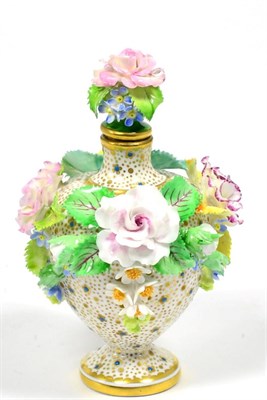 Lot 133 - Nowaci, a painted floral encrusted scent bottle