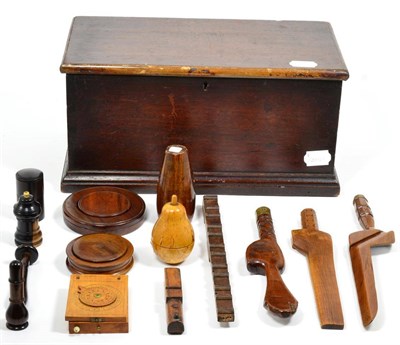 Lot 146 - A collection of assorted 19th century and later treen to include a Mordan & Co rosewood item,...
