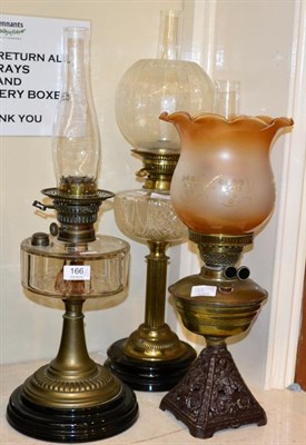 Lot 166 - Three Victorian oil lamps