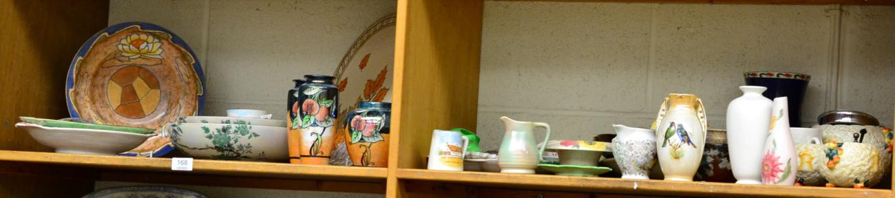 Lot 168 - Two shelves of 20th century ceramics including Shelley, Burleigh Ware, Carlton Ware, Mailing, etc