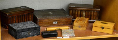 Lot 172 - A 19th century carved Indian box; Mauchline ware; Victorian snuff box; Victorian...