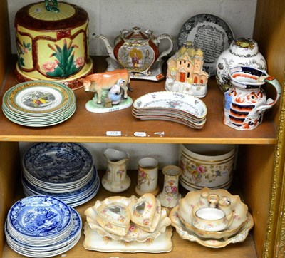 Lot 174 - A quantity of 19th century ceramics including  a George Jones style cheese dish and cover, an...