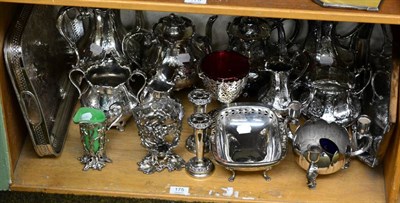 Lot 175 - A group of electroplated items including a cast open work jug; a cast sugar vase (lacking...