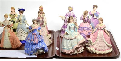 Lot 261 - A collection of eleven Wedgwood porcelain figures commissioned by Spink  (2 trays)