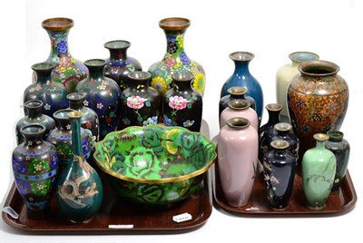 Lot 278 - A group of early 20th century Japanese Cloisonné vases including pairs and individuals and a...