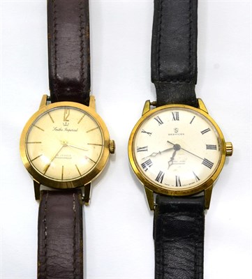 Lot 330 - A 9ct gold gents Smiths Imperial centre seconds wristwatch and a plated gents Services wristwatch