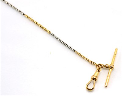 Lot 351 - A two colour Albert chain necklace, of alternating rose and white links, with a T-bar, clip and...