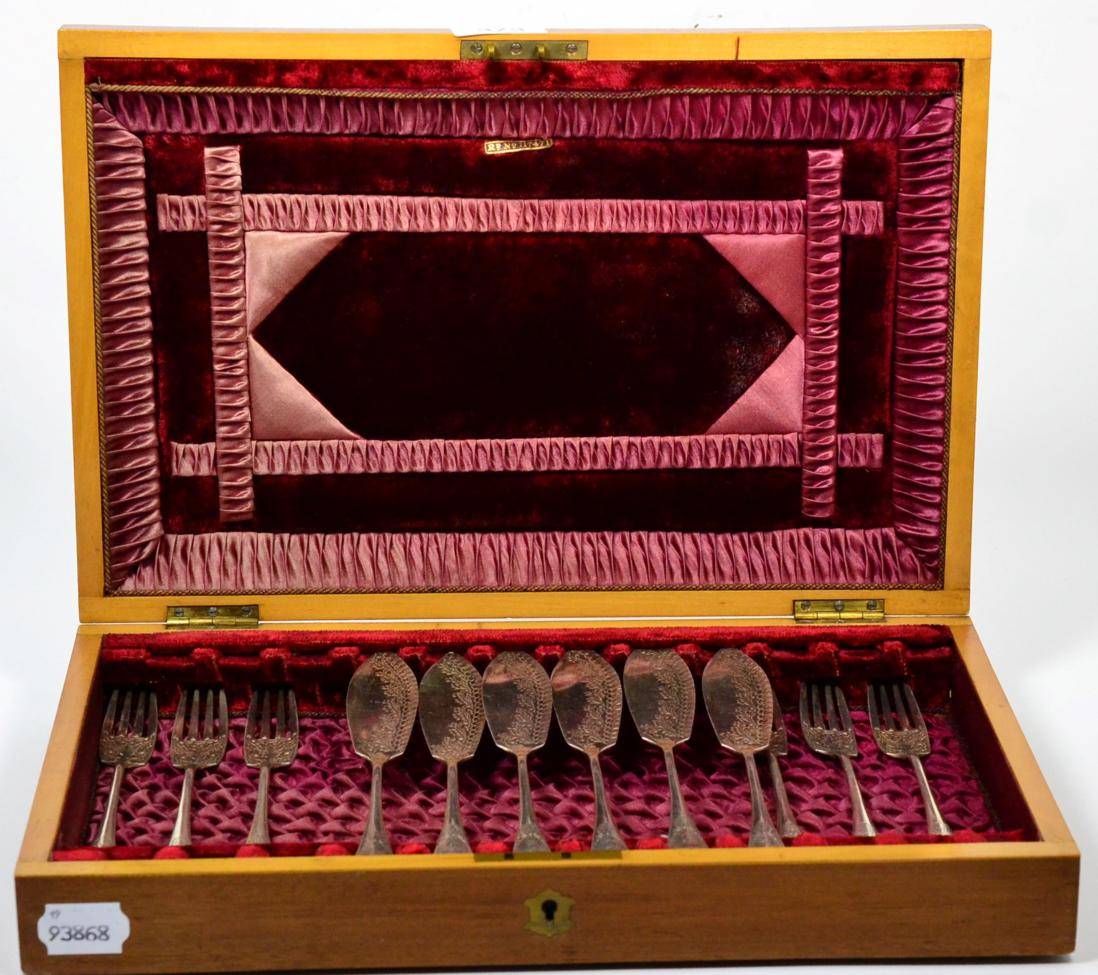 Lot 373 - Six pairs of Victorian Scottish silver fish