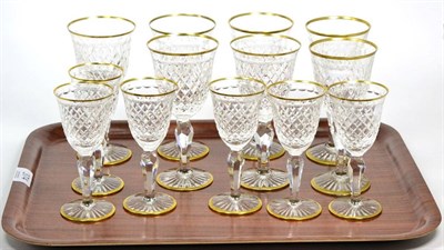 Lot 374 - A set of seven Stuart gilt glasses and six smaller (13)