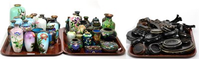 Lot 380 - A group of early 20th century Japanese Cloisonné vases including pairs and individuals and...