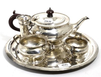 Lot 400 - A silver three-piece bachelor's tea set, William Neale Ltd, Birmingham, 1929; together with a small