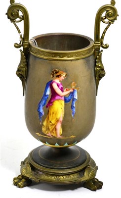 Lot 401 - A 19th century Neo-Classical black basalt style vase with gilt mounts