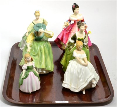 Lot 403 - Six various Royal Doulton ladies together with six Spode golf plates, cased (12)