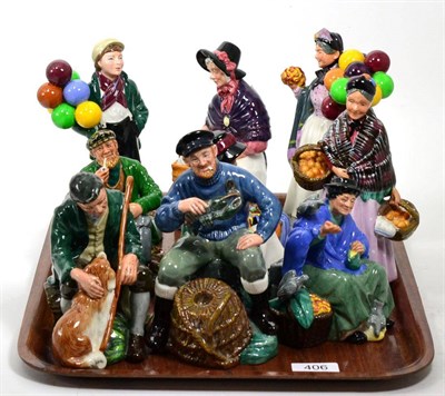 Lot 406 - A collection of Royal Doulton figures comprising 'New Companions',  'Biddy Penny Farthing',...