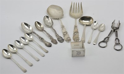 Lot 418 - A pair of Edwardian silver servers, Martin & Hall, Sheffield 1907; a set of six silver...