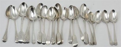 Lot 420 - A group of 18th century and later silver tea spoons including part sets: five fiddle pattern, H & H