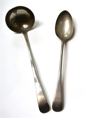 Lot 432 - A Scottish silver soup ladle, Lawson & Co, Glasgow 1912; and a silver basting spoon, John...