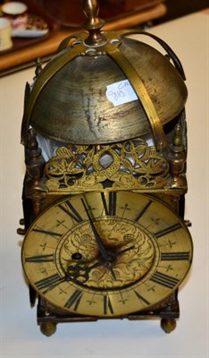 Lot 442 - A Brass Lantern Timepiece, dial inscribed John Wright In Mansfield, single chain driven fusee...