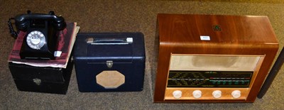 Lot 480 - Telephone 332L GPO, Decca portable gramophone, type AC34 radio and another radio (4)