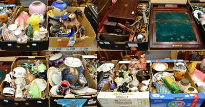 Lot 1002 - Seven boxes of various household ceramics including Beswick, Sylvac, Japanese and other...