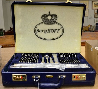 Lot 1007 - A service of Berghoff flatware, twelve place settings, in a fitted briefcase type canteen