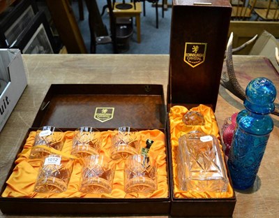 Lot 1012 - A Mdina glass bottle together with a cased Edinburgh decanter and tumblers etc (4)