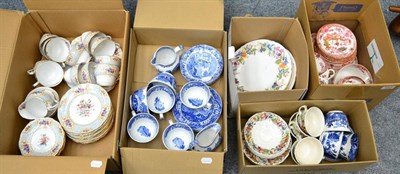 Lot 1024 - Six Shelley Spring Bouquet pattern floral plates; a Royal standard floral tea service; blue and...