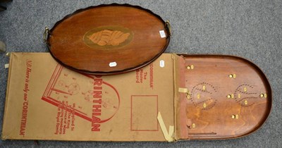 Lot 1035 - A Corinthian bagatelle board, original box; and an Edwardian gallery tray