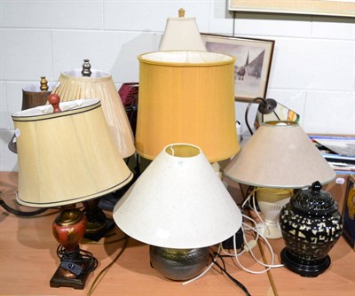 Lot 1057 - A group of twelve various table lamps including two angle poise examples