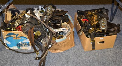 Lot 1077 - A large collection of horse harnesses and brasses (three boxes)