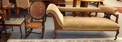 Lot 1099 - A Victorian mahogany framed chaise longue together with an Edwardian inlaid mahogany corner...