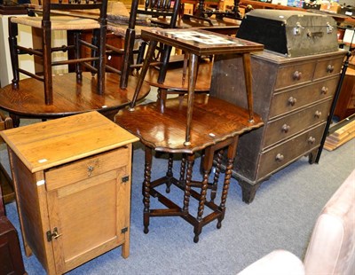 Lot 1110 - A car trunk, tile topped coffee table, oak cabinet and a gate leg table (4)