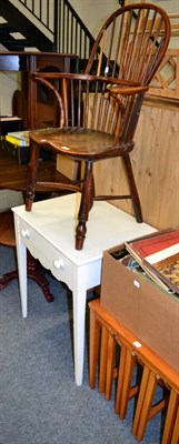 Lot 1122 - A Windsor chair (a.f.); an occasional table; a nest of tables; a white painted table (4)