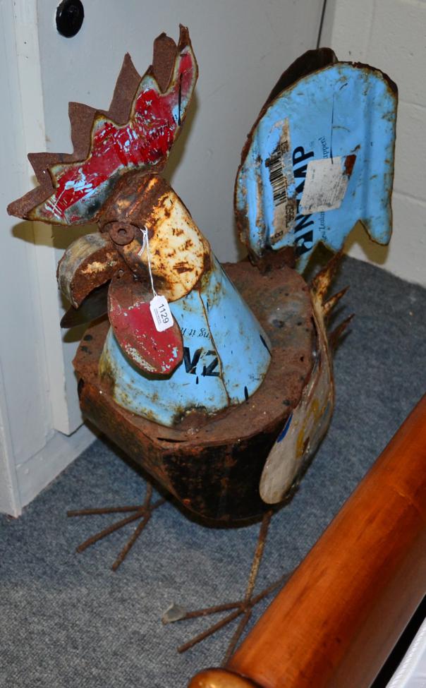 Lot 1129 - Large tin Folk Art rooster, possibly 1930's