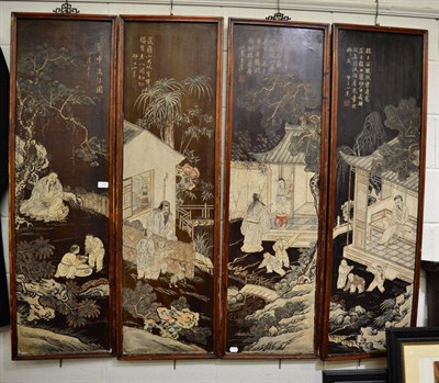 Lot 1135 - A set of four Chinese carved wood screens