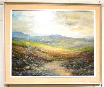 Lot 1160 - Ronald Dawson (c.1917-1977) 'Upper Dales, Early Evening, Yorkshire', signed, oil on board,...