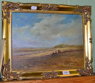 Lot 1191 - Ted Dyer (b.1940) Landscape with figures, signed, oil on canvas